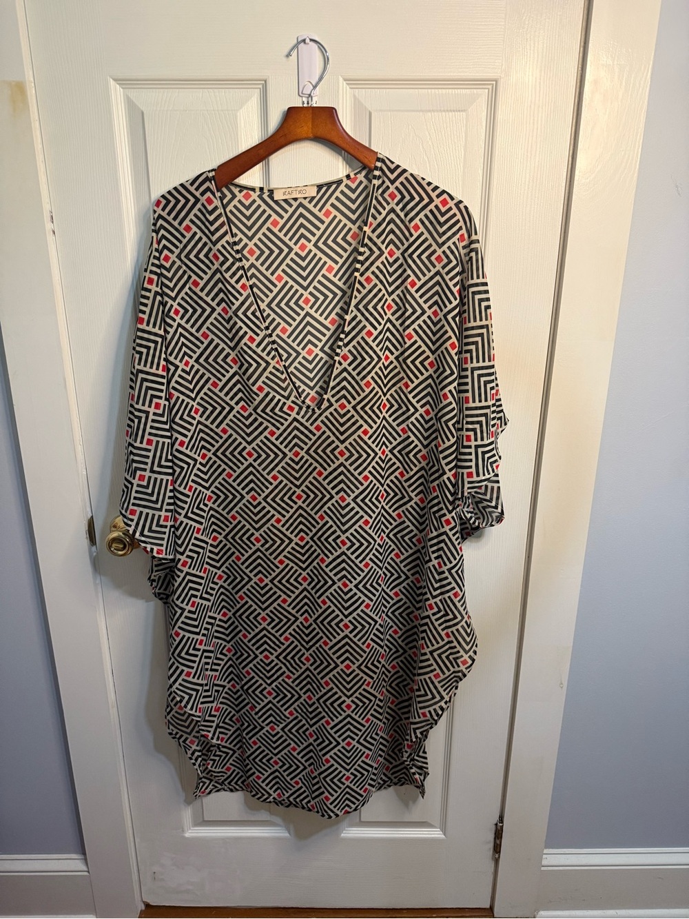 Kaftko Geometric Print Semi-Sheer Kaftan One Size